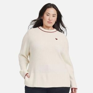 Women's A New Day Black Heart Light Taupe Pullover Crewneck Sweater Tan XXL NEW